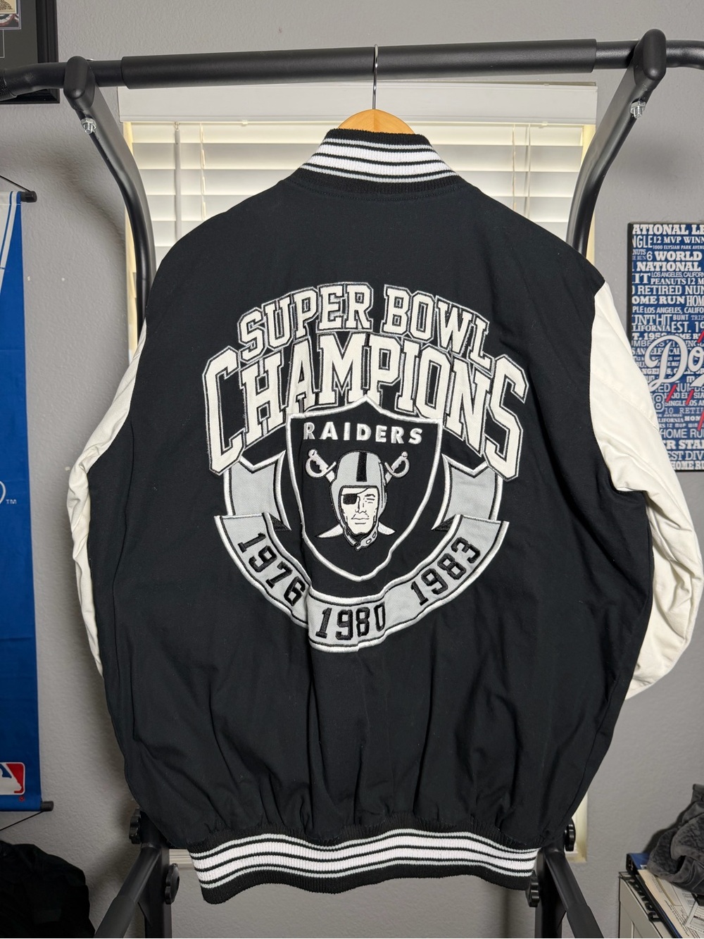 Oakland / LA Raiders Black and White Super Bowl Champions Varsity Jacket